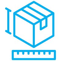 icon representing product weight and dimensions