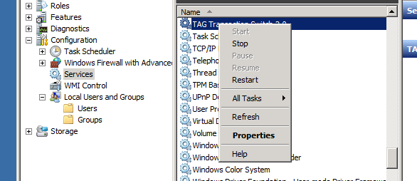 TAG Switch Administration - Stop TAG Transaction 2.0