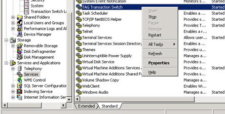 Windows Services Administation - Stopping TAG Switch