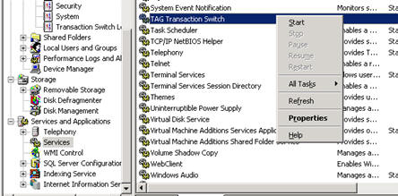 Windows Services Administion - Start TAG Switch