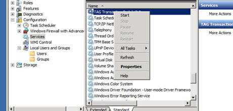 Windows Services Administration - Start TAG Transaction