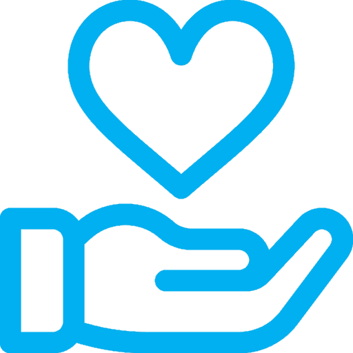 Icon showing a heart hovering over a hand