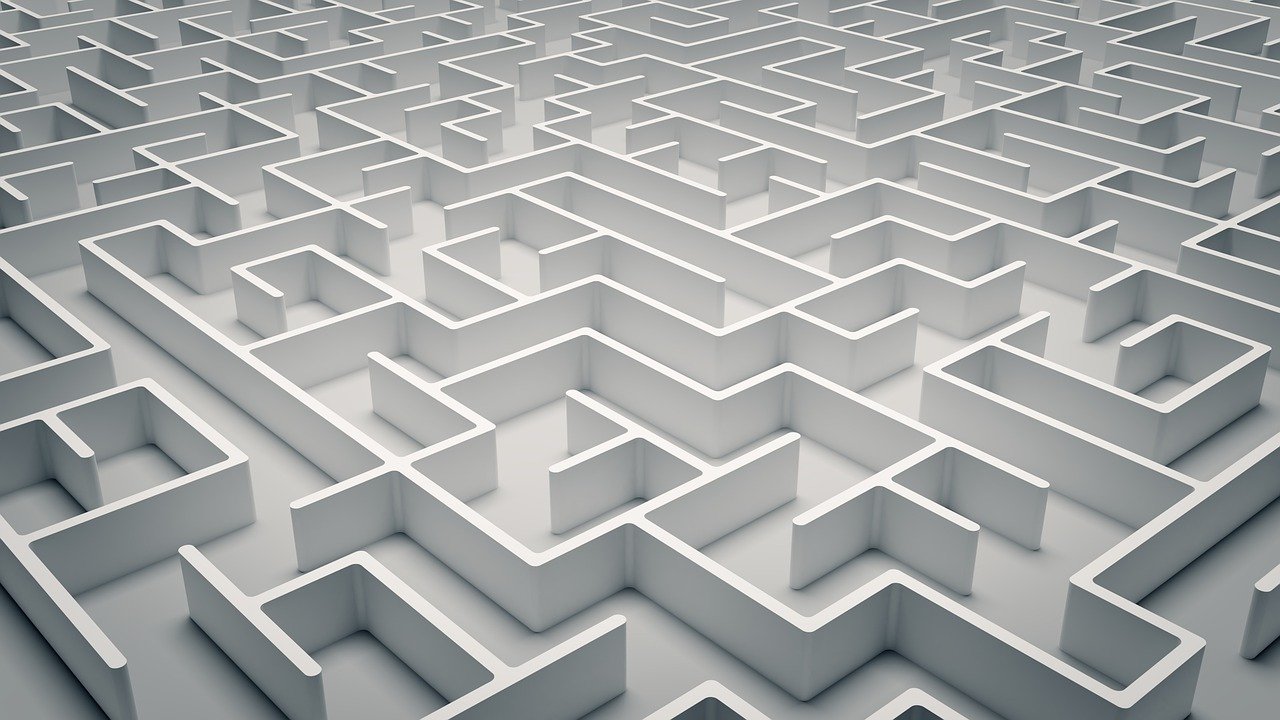A rendering of a maze