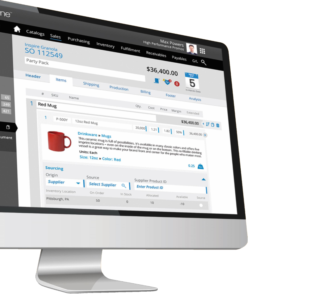 Screenshot of EssentOne business management system technology