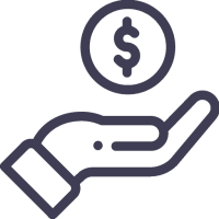 Hand with money icon